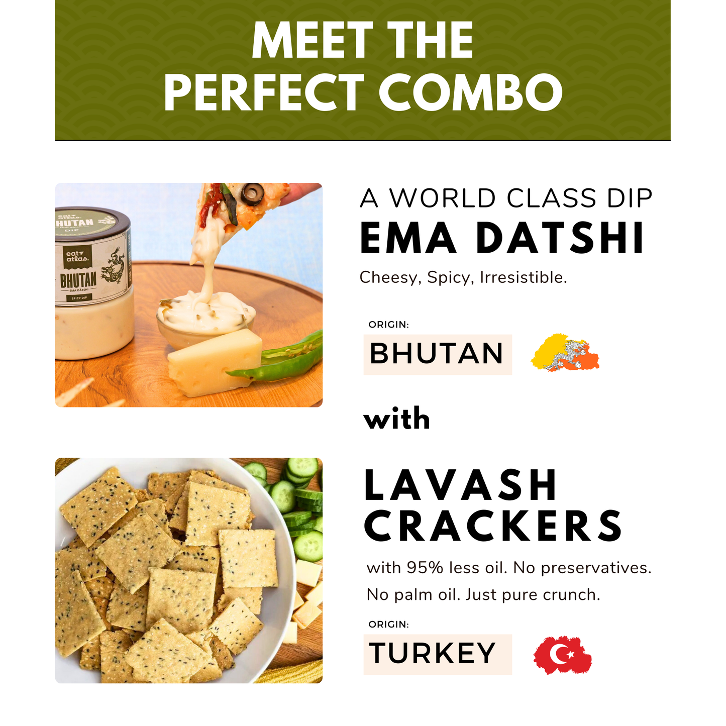Bhutan's Ema Datshi Gourmet Dip With Baked Lavash Chips (Combo)