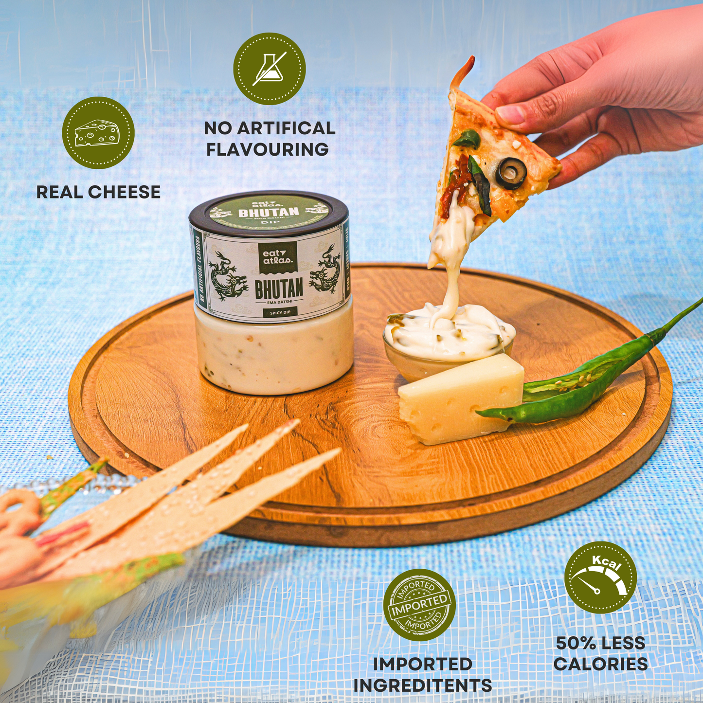 Bhutan's Ema Datshi Gourmet Dip With Baked Lavash Chips (Combo)