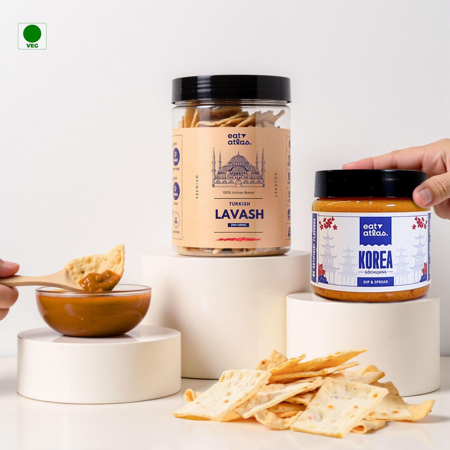 Korea's Cheesy Gochujang Gourmet Dip With Baked Lavash Chips (Combo)