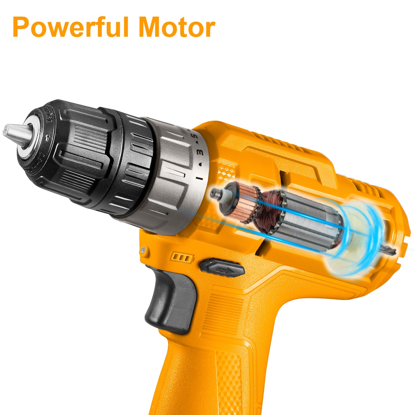 INGCO 12V Cordless Drill, 20NM, 750 RPM, 15+1 Torque, LED Light