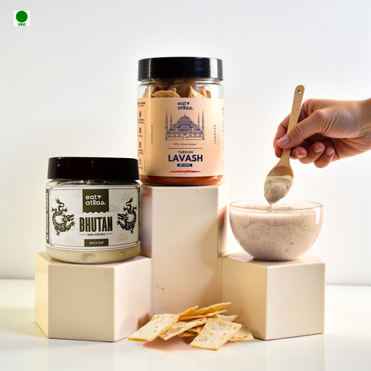 Bhutan's Ema Datshi Gourmet Dip With Baked Lavash Chips (Combo)